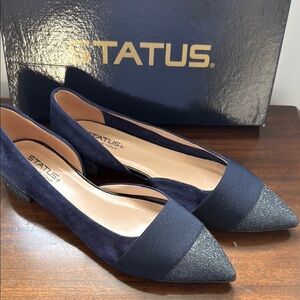 Women's Navy and Glitter Flats